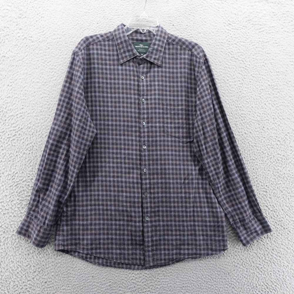 Rodd & Gunn Mens Sports Fit Button Up Shirt XL Charcoal Gray Gingham 100% Cotton